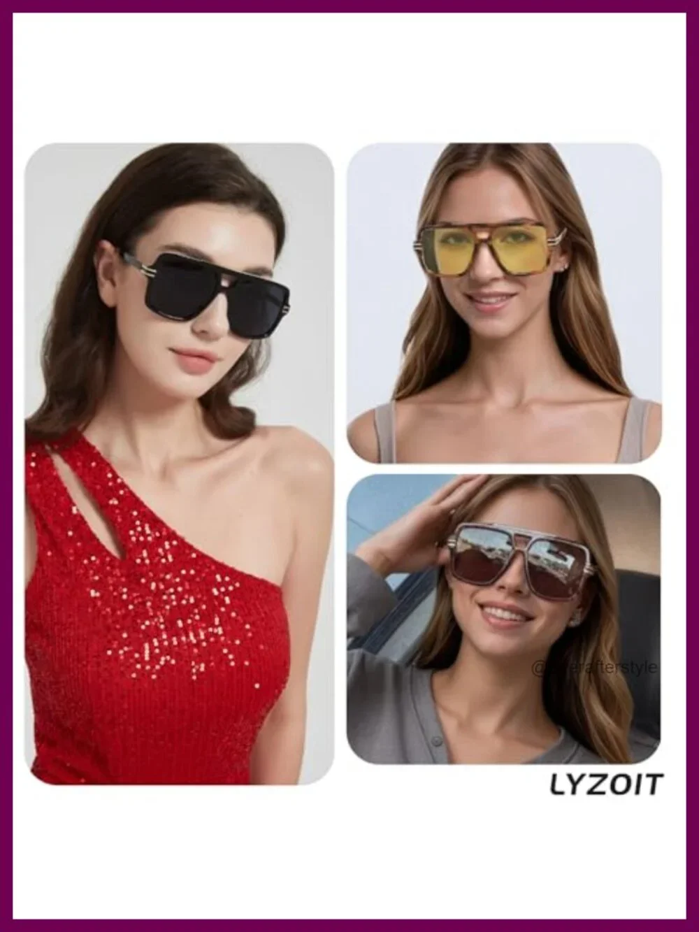 Oversized Square Aviator Sunglasses Polarized UV400 Retro Women's Sun Glasses